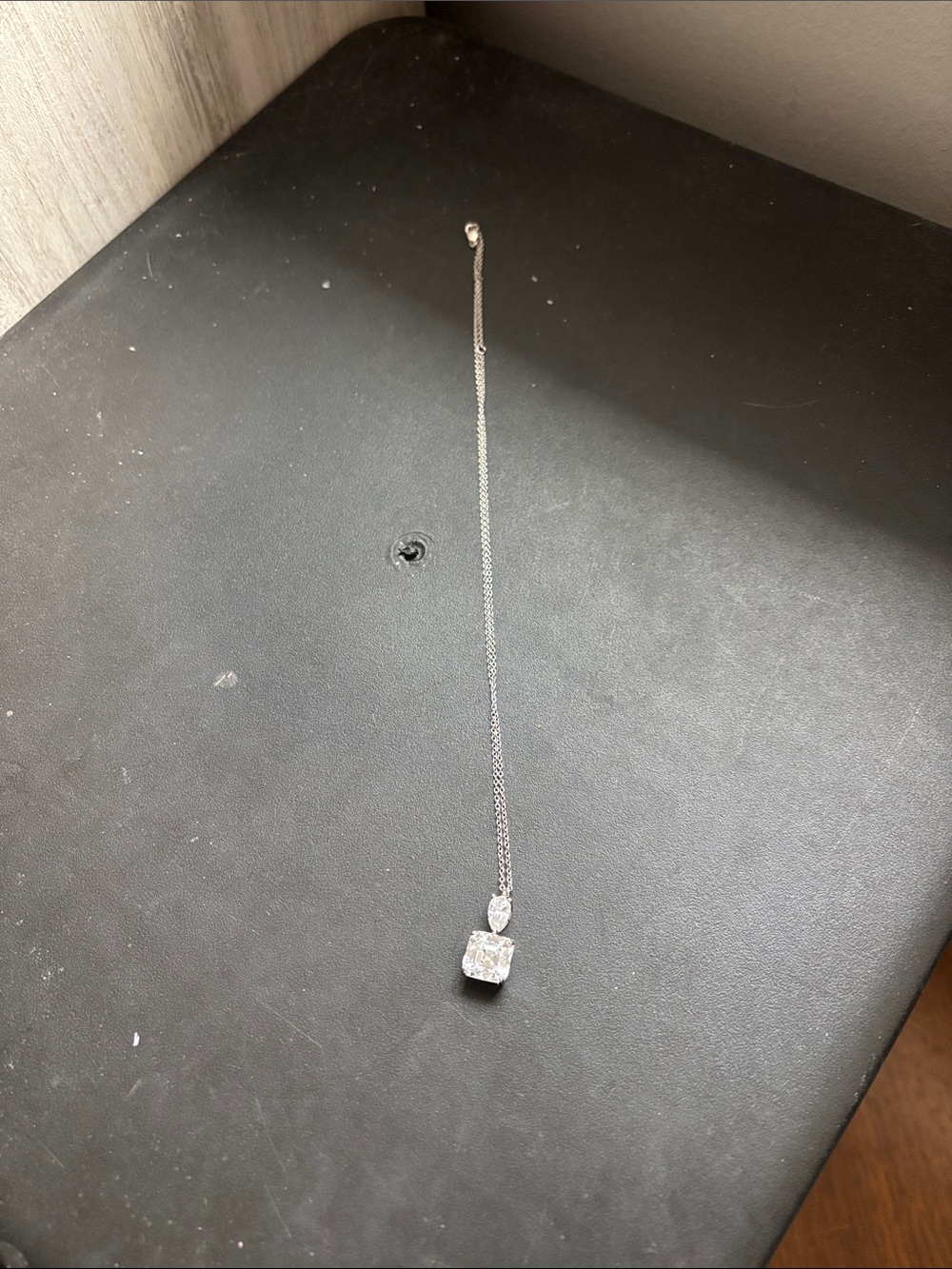 Maxine of Hollywood Silver Necklace with Clear Square CZ Pendant - Picture 5 of 6